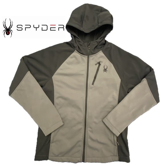 NWOT Spyder HydroWeb Rain Jacket Adult Small Black/ Gray Full Zip Waterproof - Picture 1 of 11